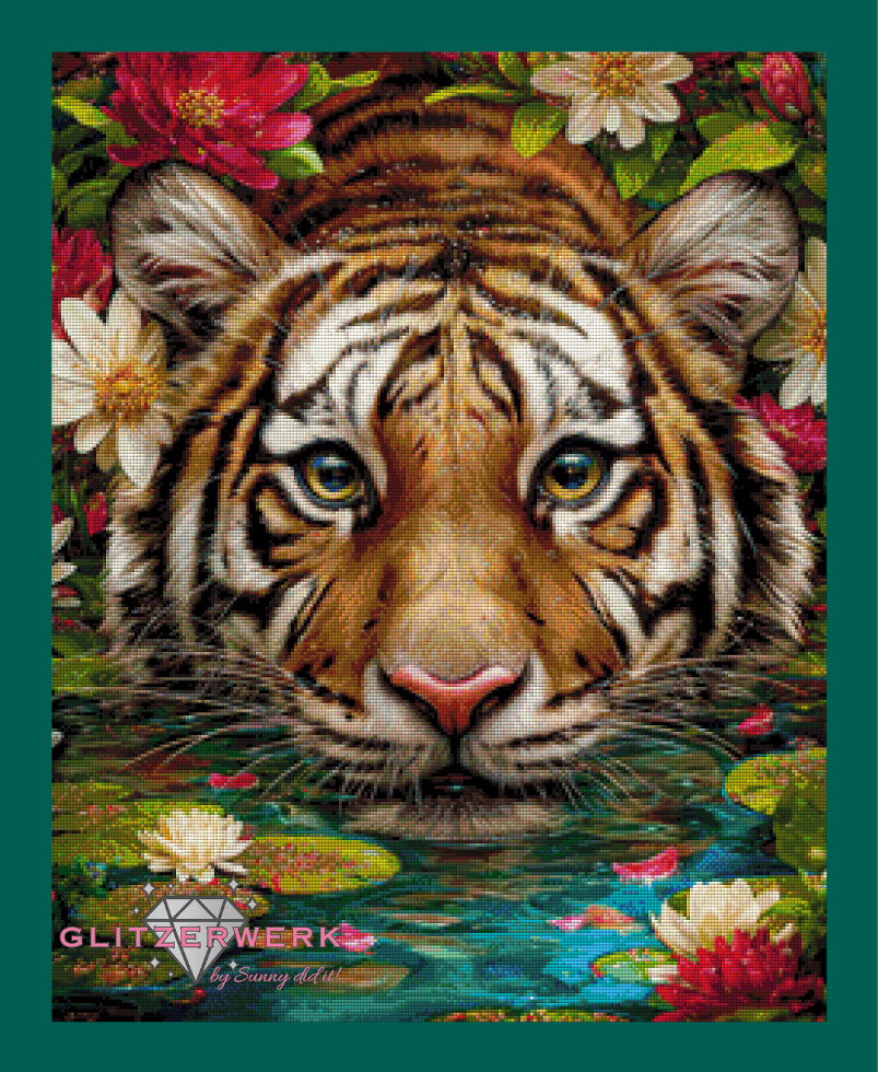 Swimming Tiger by Funkelreich 60x75cm 115 Farben