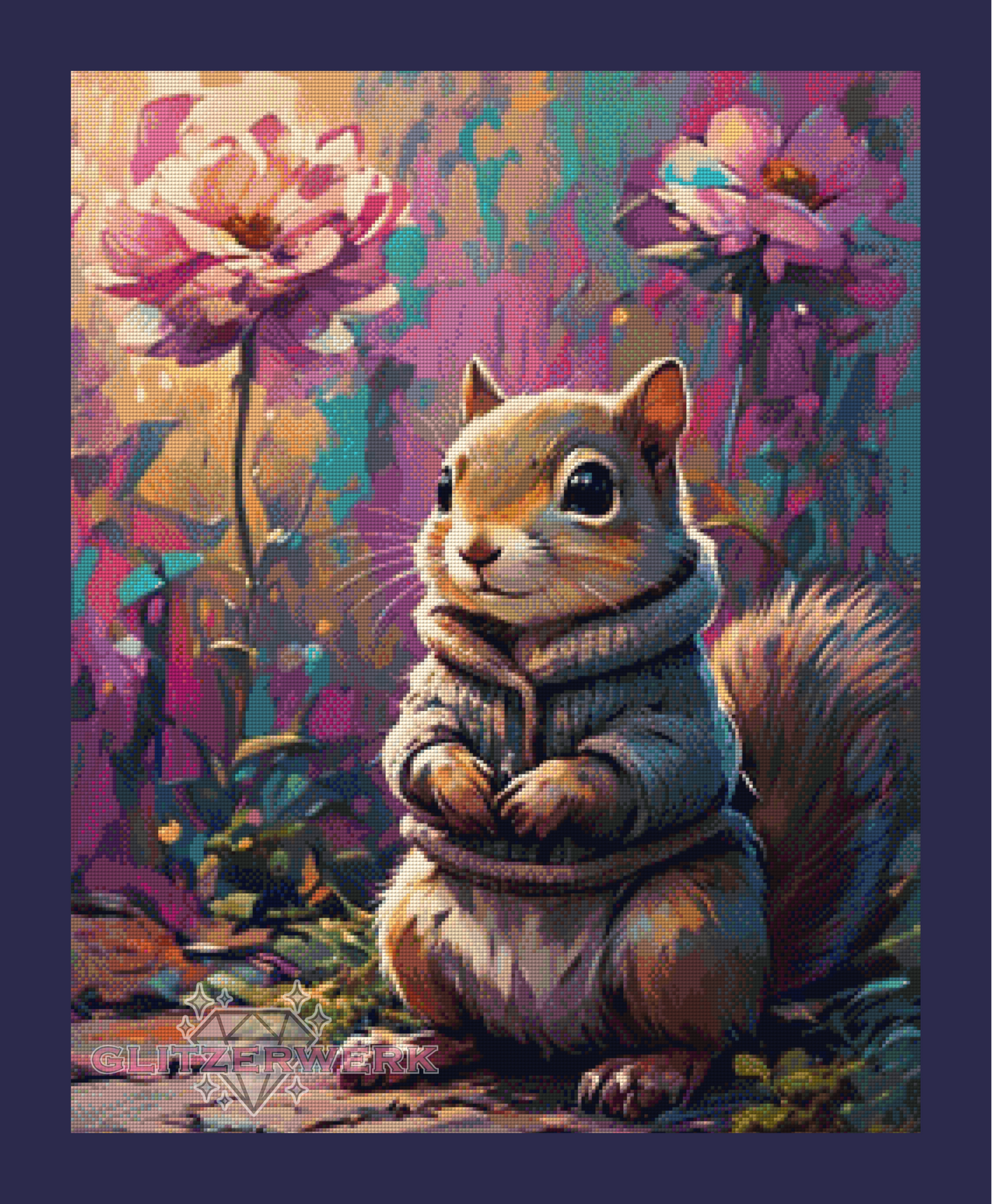 Flauschi im Blütenmeer by tiki_DIAMONDS.ai 60x75cm 100 Farben