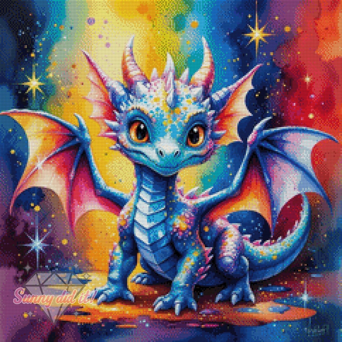 Color Splash Dragon by Christa.fe KI 60x60cm 140 Farben