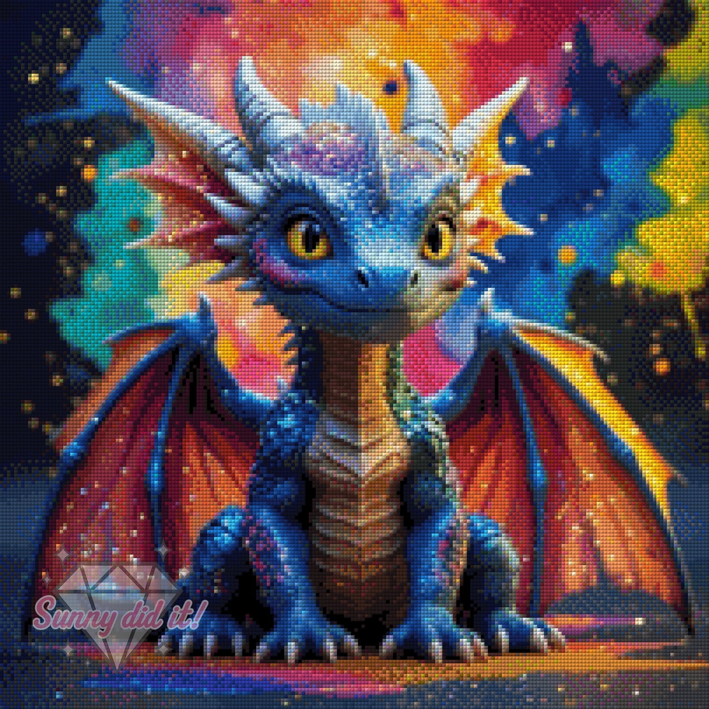 Glitzerdrache by Christa.fe KI 60x60cm 135 Farbe