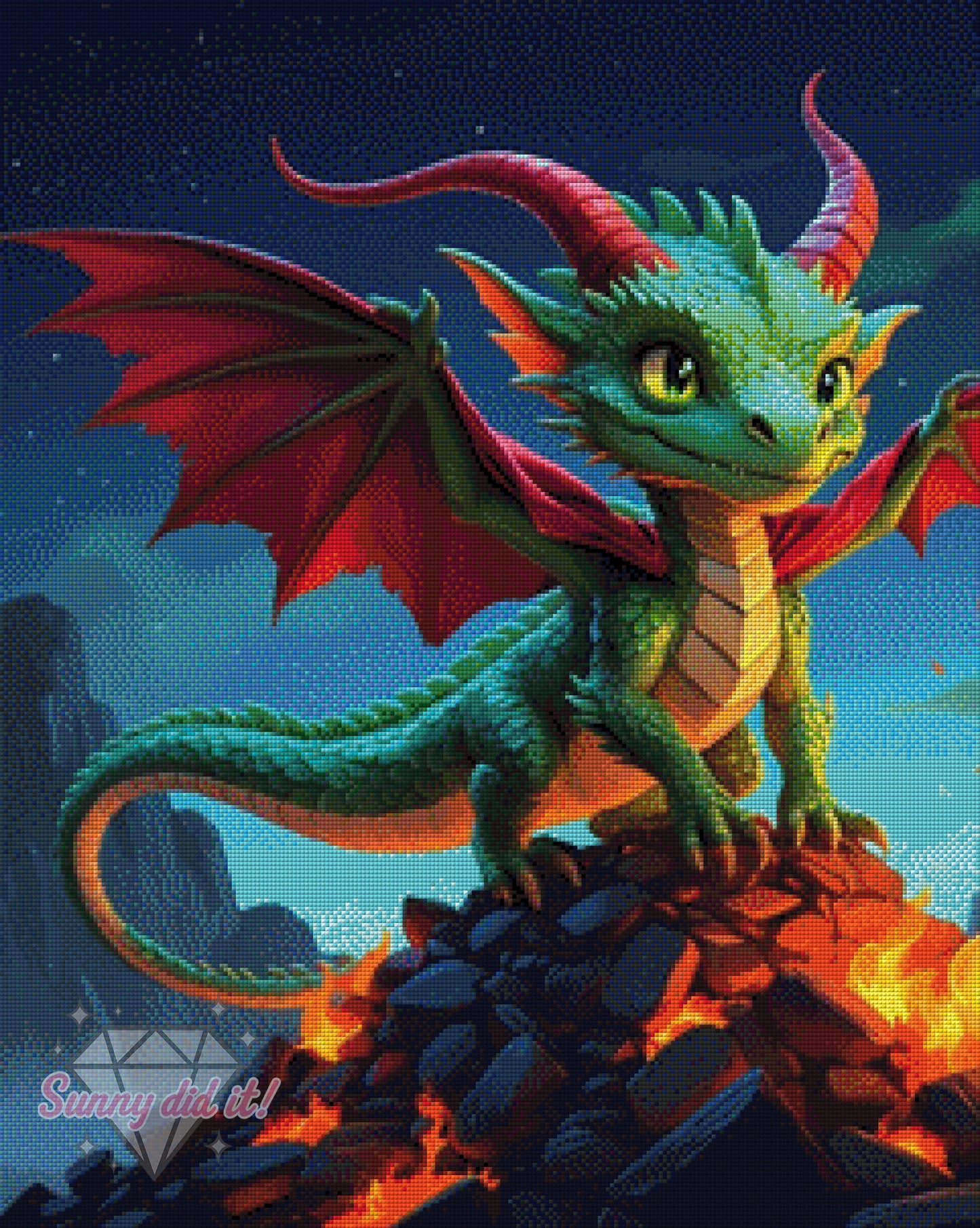 Flammorax, der Drache by Christa.fe KI 60x75cm 160 Farbe