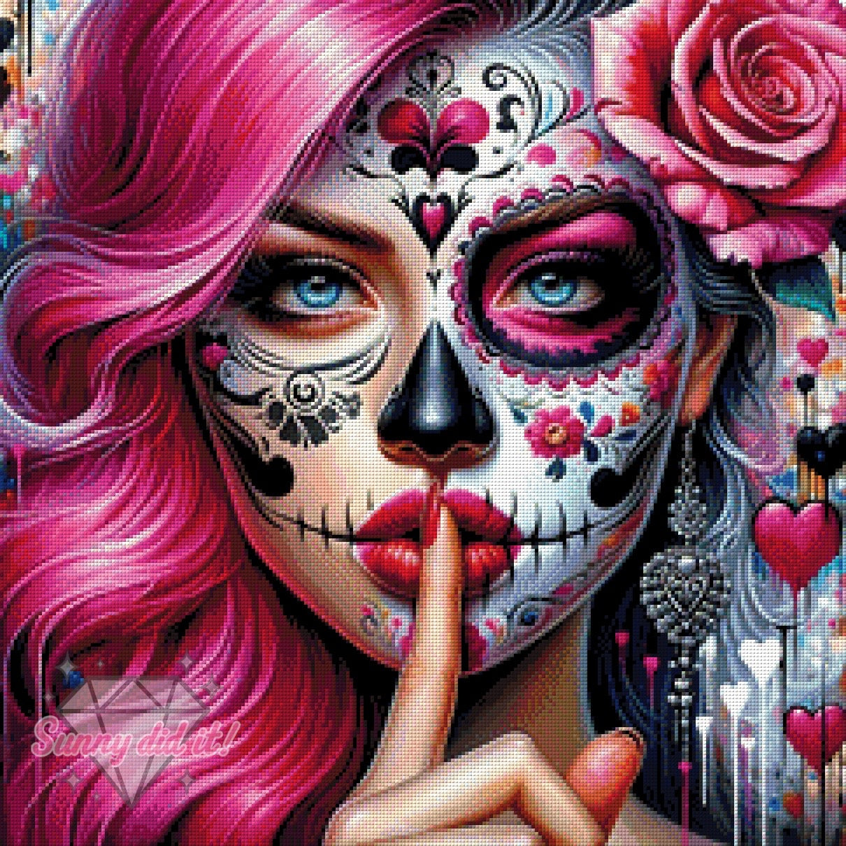 Pink Muerta by CaroFelicia 60x60cm 135 Farben
