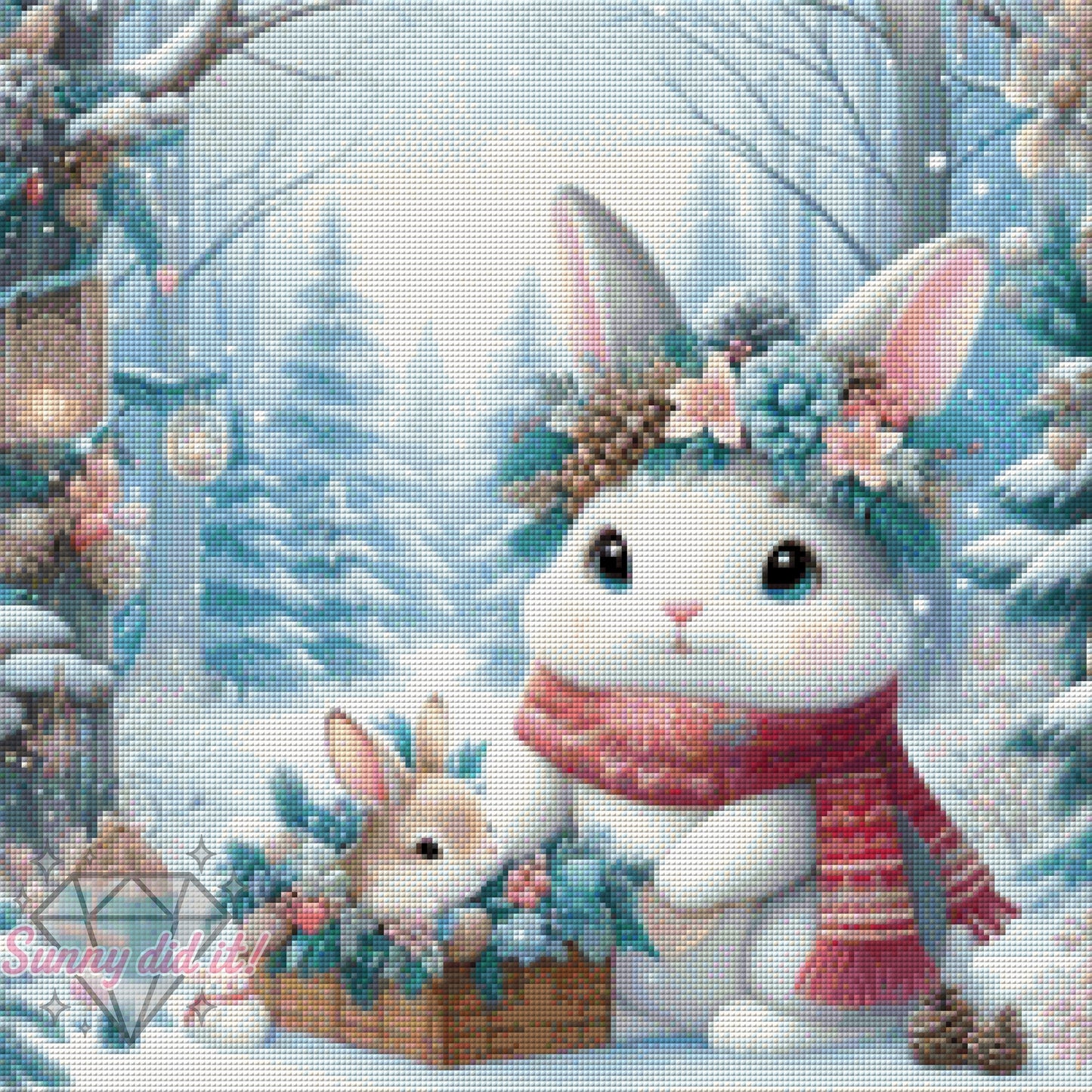 Schneehäschen by Cre8tive Diamond Art 50x50cm 115 Farben