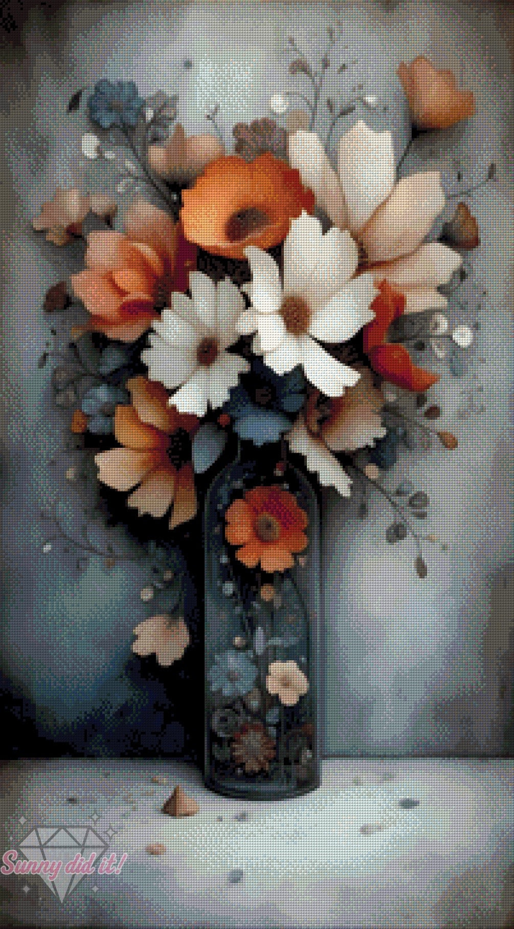 Flowers in a bottle by Sunny did it! 50x90cm 125 Farben