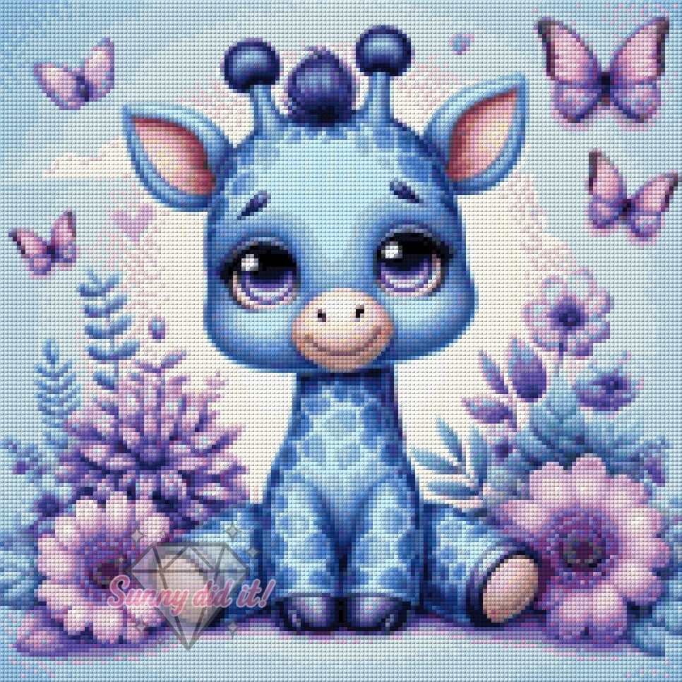 Blue Giraffe by Silvia-ki 40x40cm 70 Farben