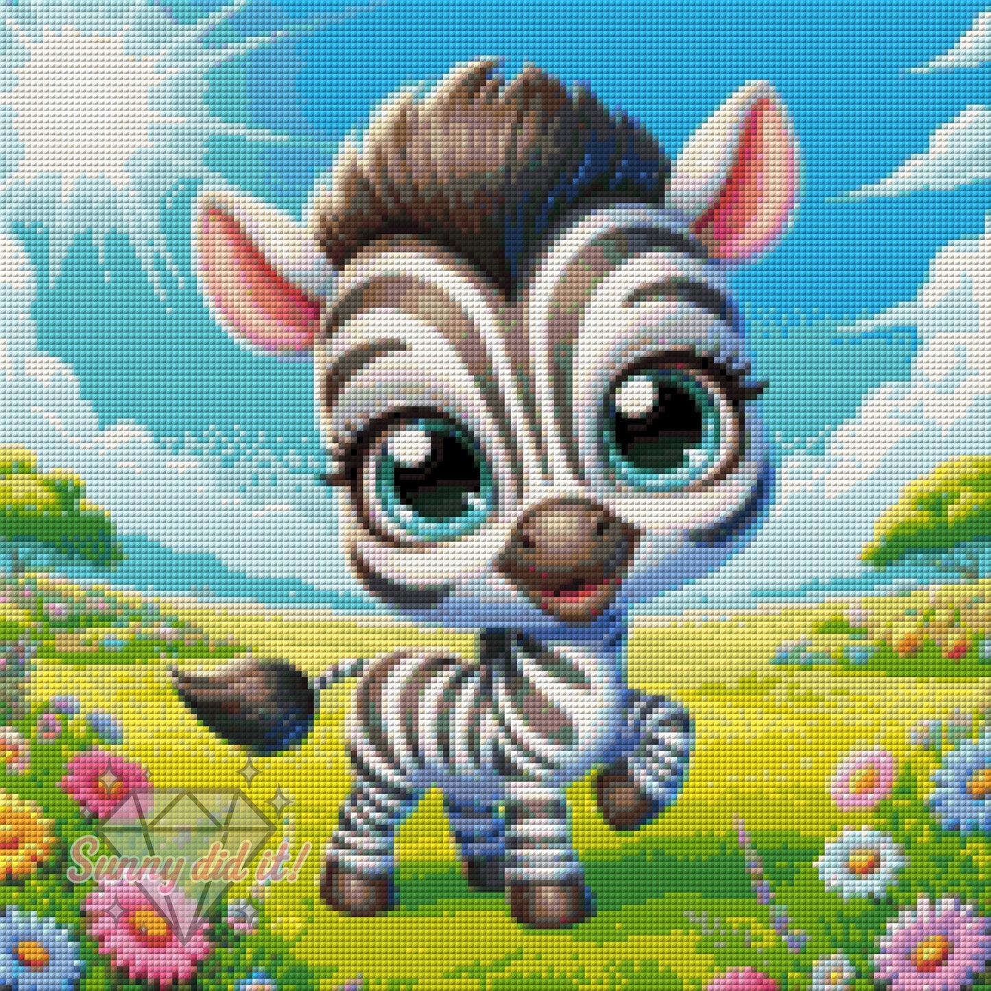 Sunny Zebra by Silvia-ki 40x40cm 80 Farben