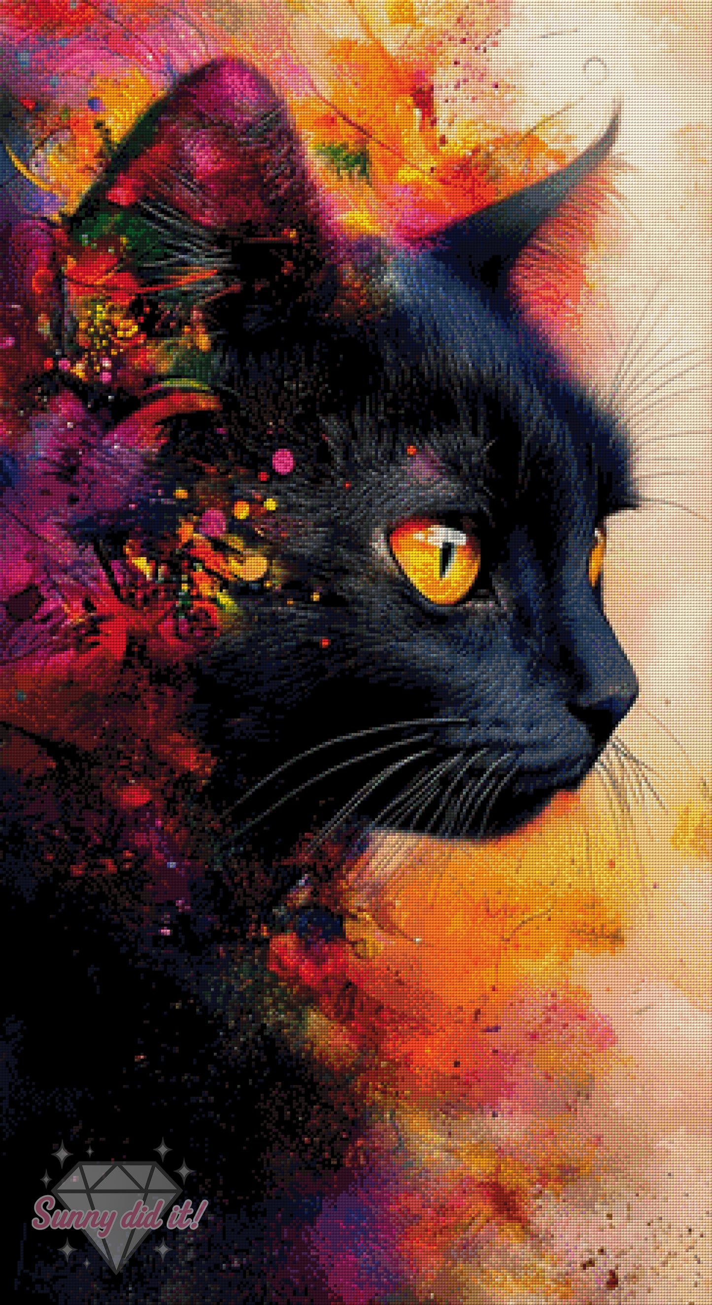 Black Kitty by CaroFelicia 60x110cm 120 Farben
