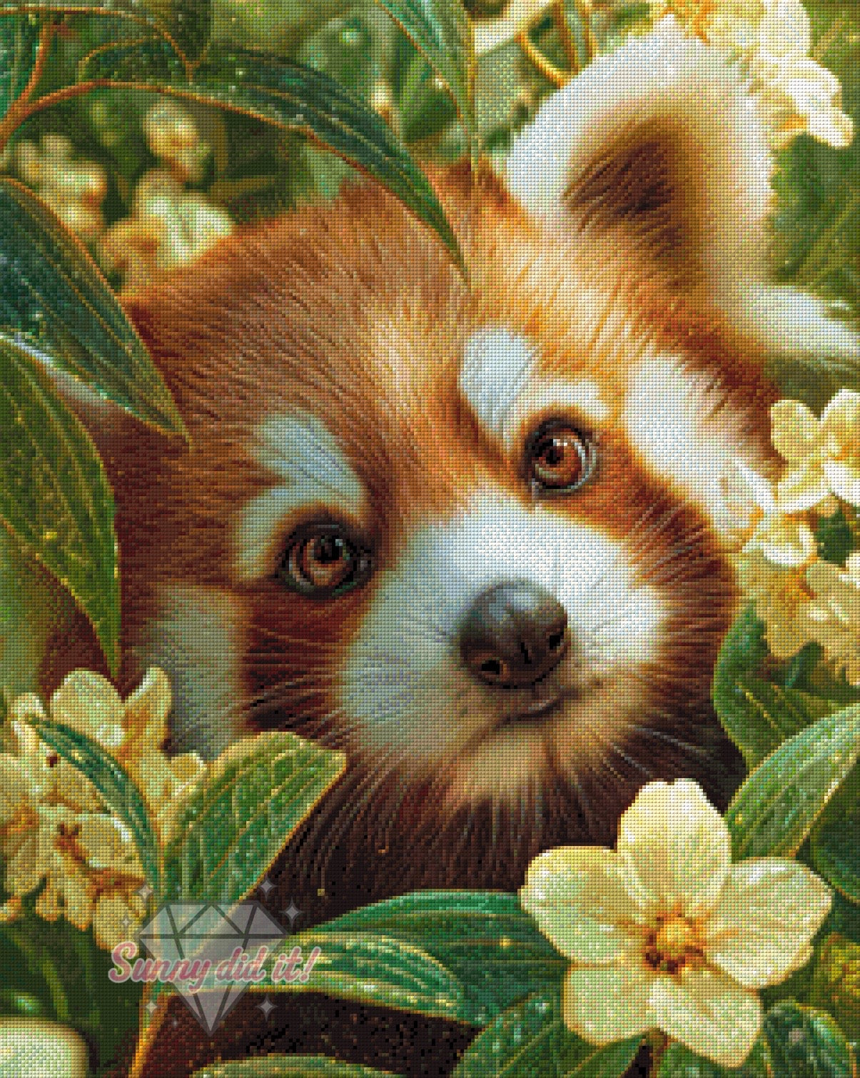 Springtime Raccoon by Funkelreich 60x75cm 125 Farben