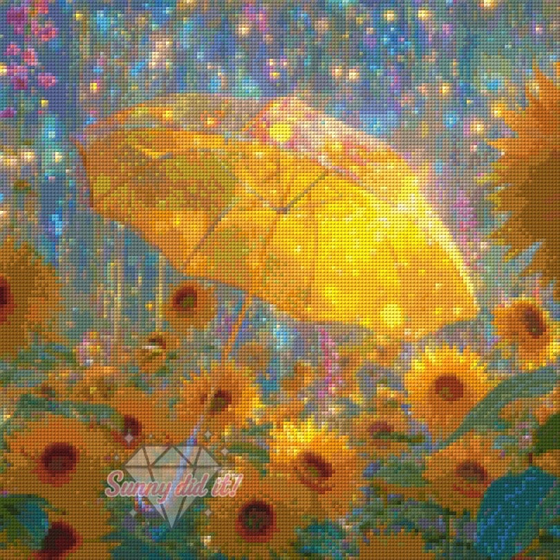 Yellow Umbrella by Shiny Unicorn Ai 40x40cm 110 Farben