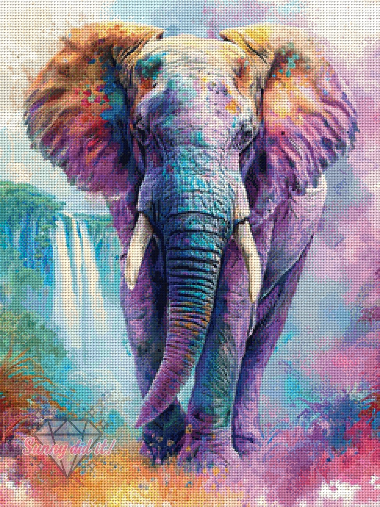 Watercolor Elephant by Funkelreich 60x80cm 155 Farben