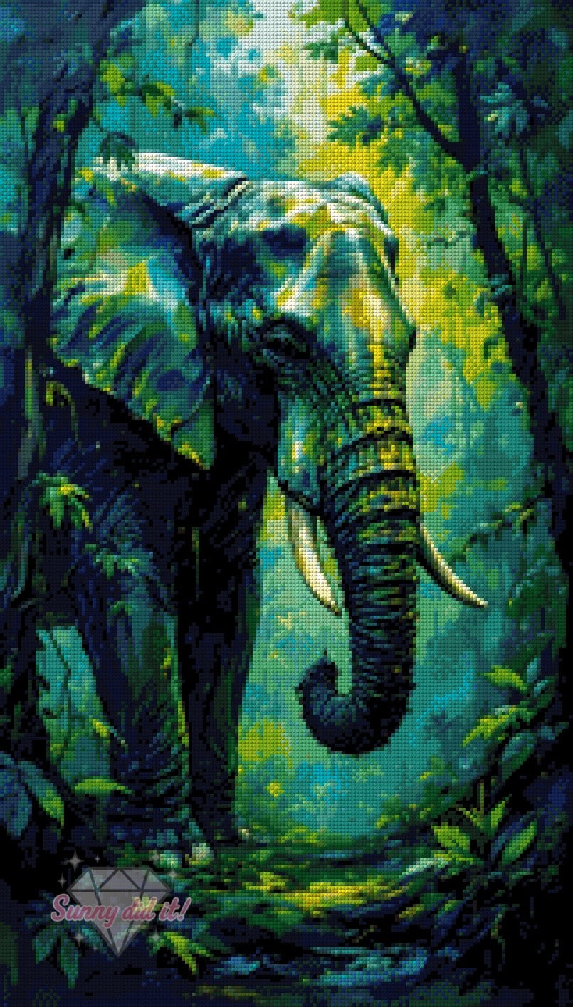 Green Elephant by Sunny did it! 40x70cm 80 Farben
