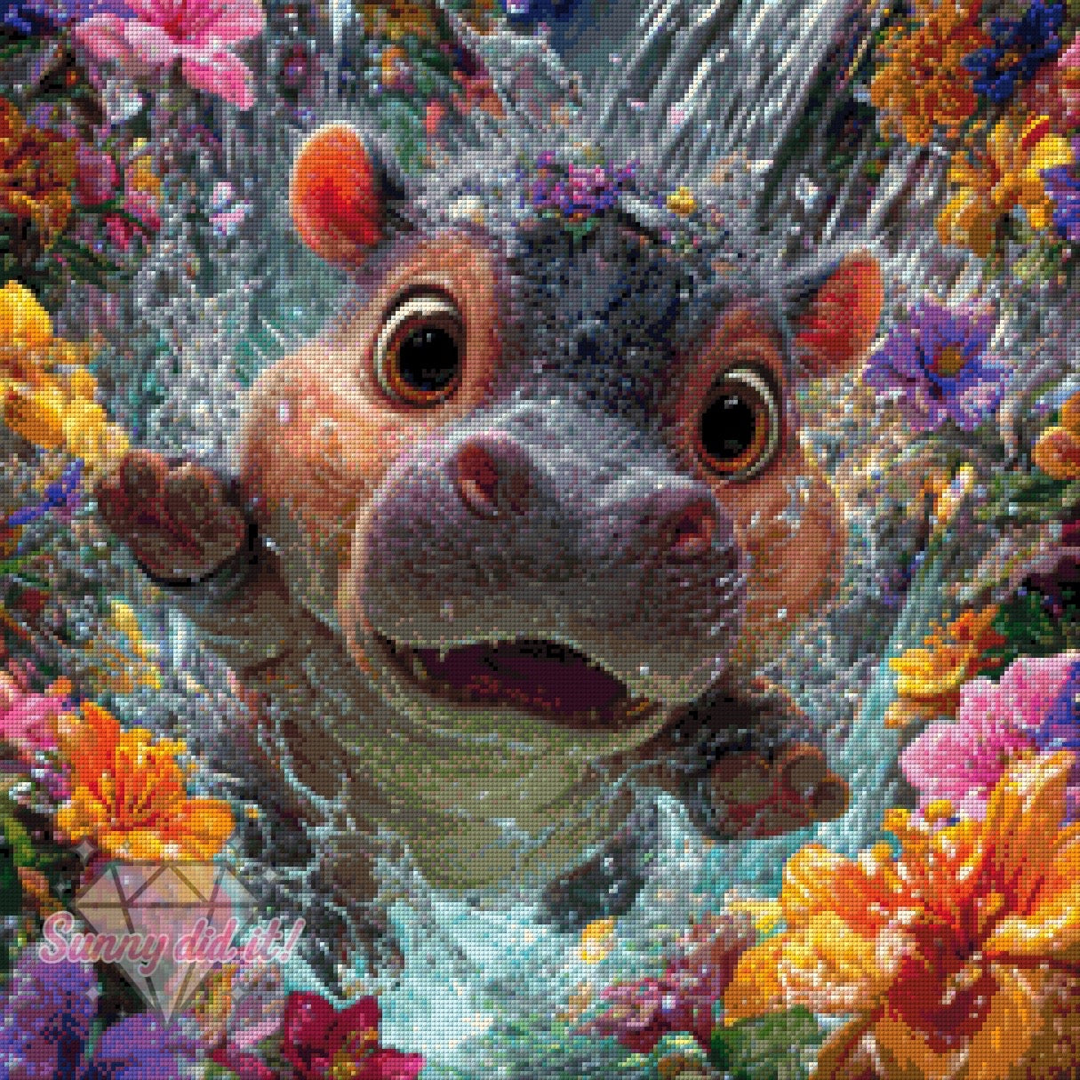 Swimming Hippo by Funkelreich 60x60cm 140 Farben