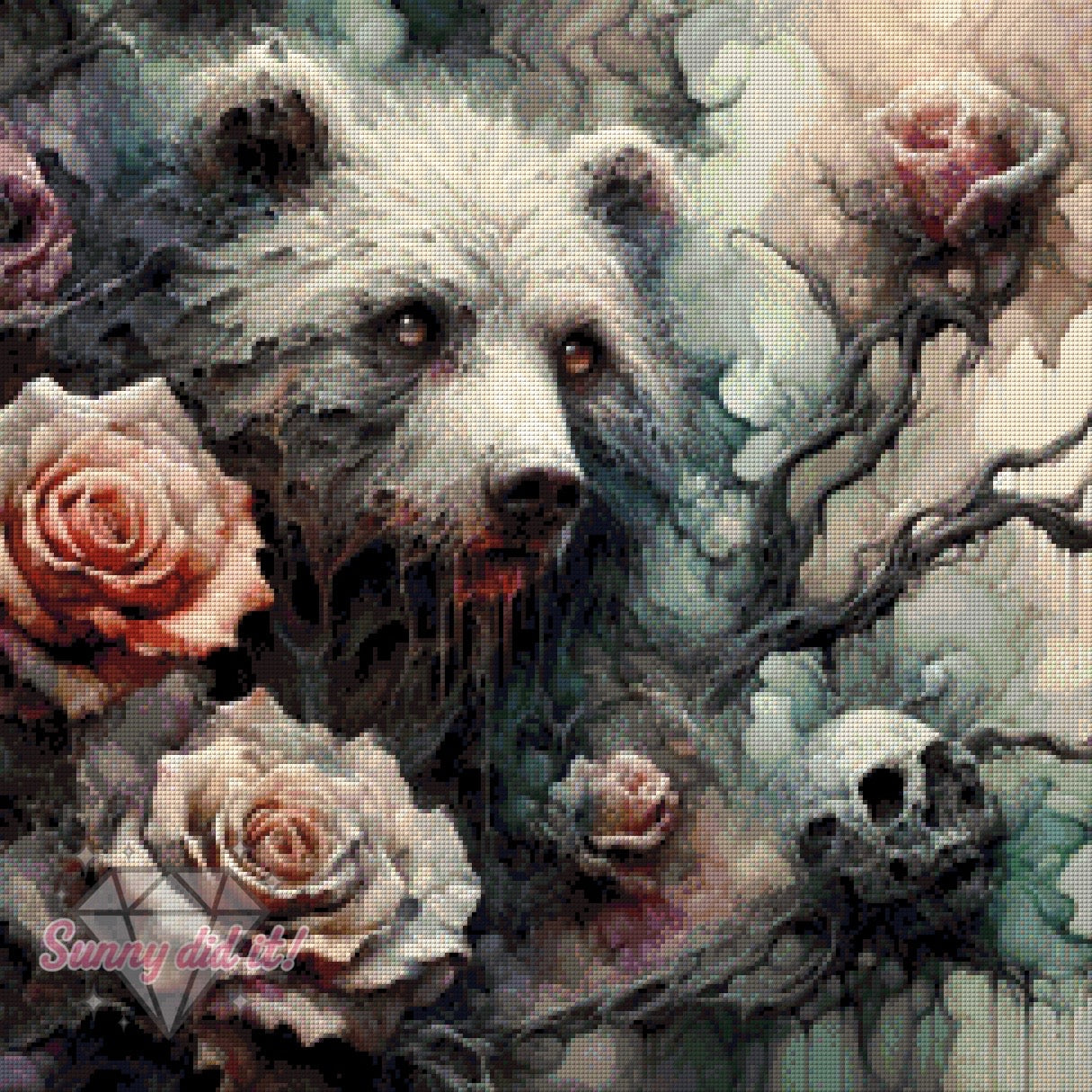 Dark Bear by Teddy's Kreativchaos 60x60cm 90 Farben