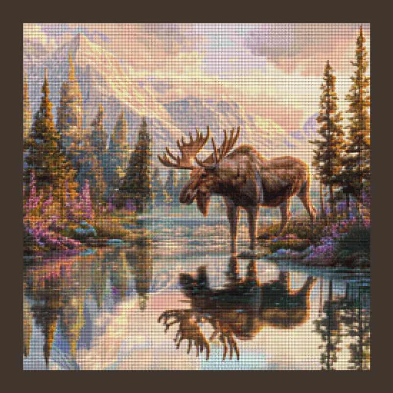 Elch am See by Funkelreich 60x60cm 100 Farben