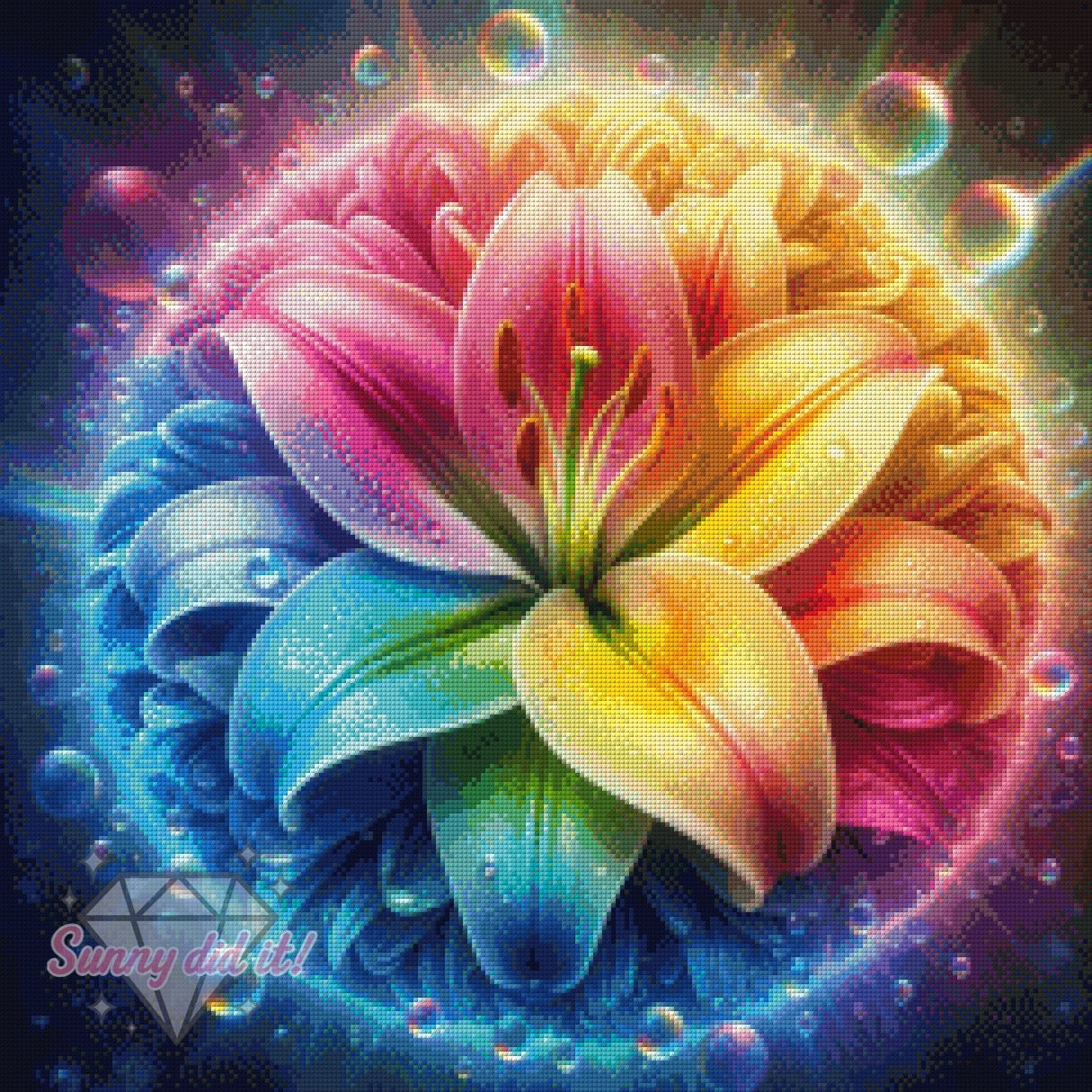 Lilien im Farbrausch by Sandra's KI Designs 60x60cm 165 Farben