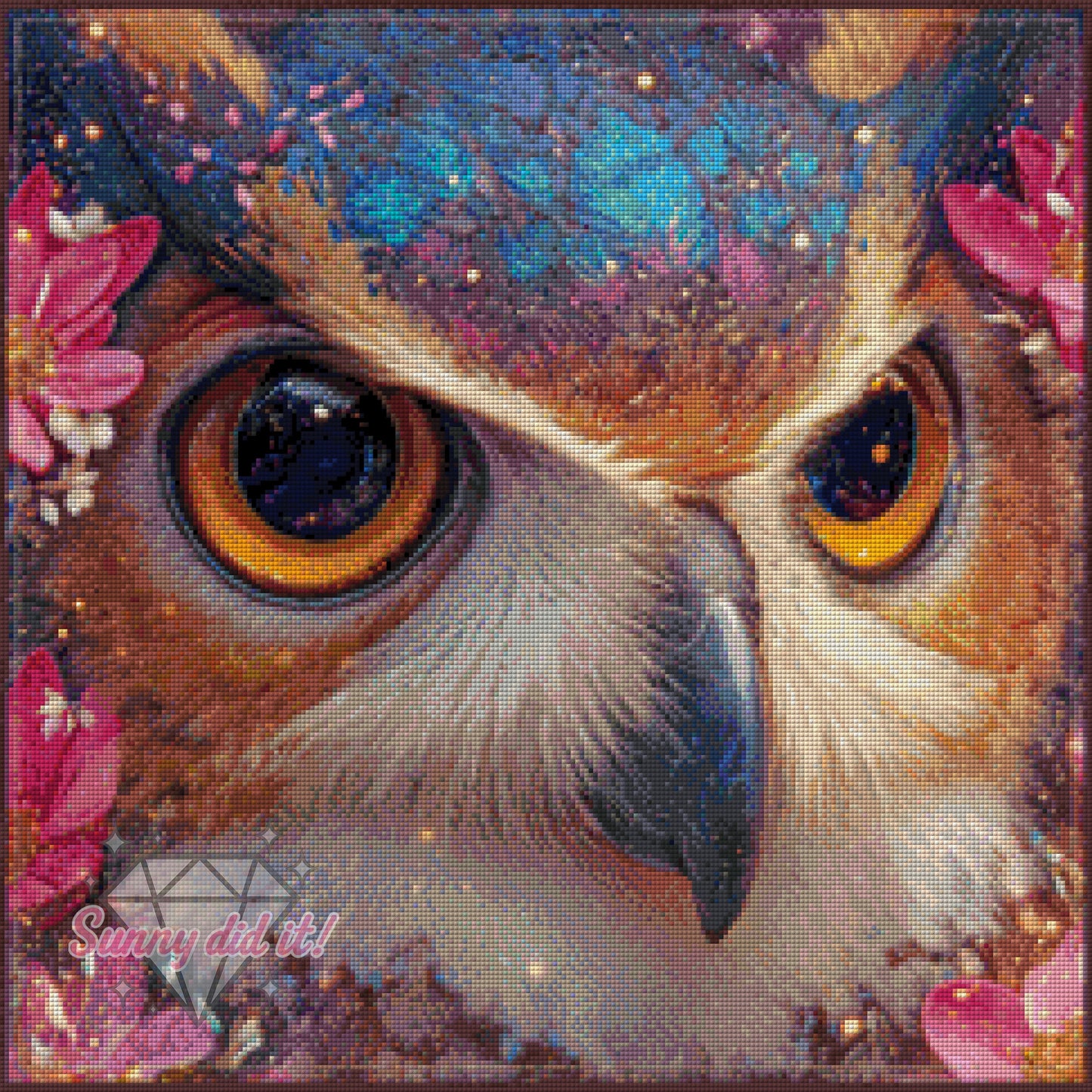 Eulengesicht by Funkelreich 60x60cm 100 Farben