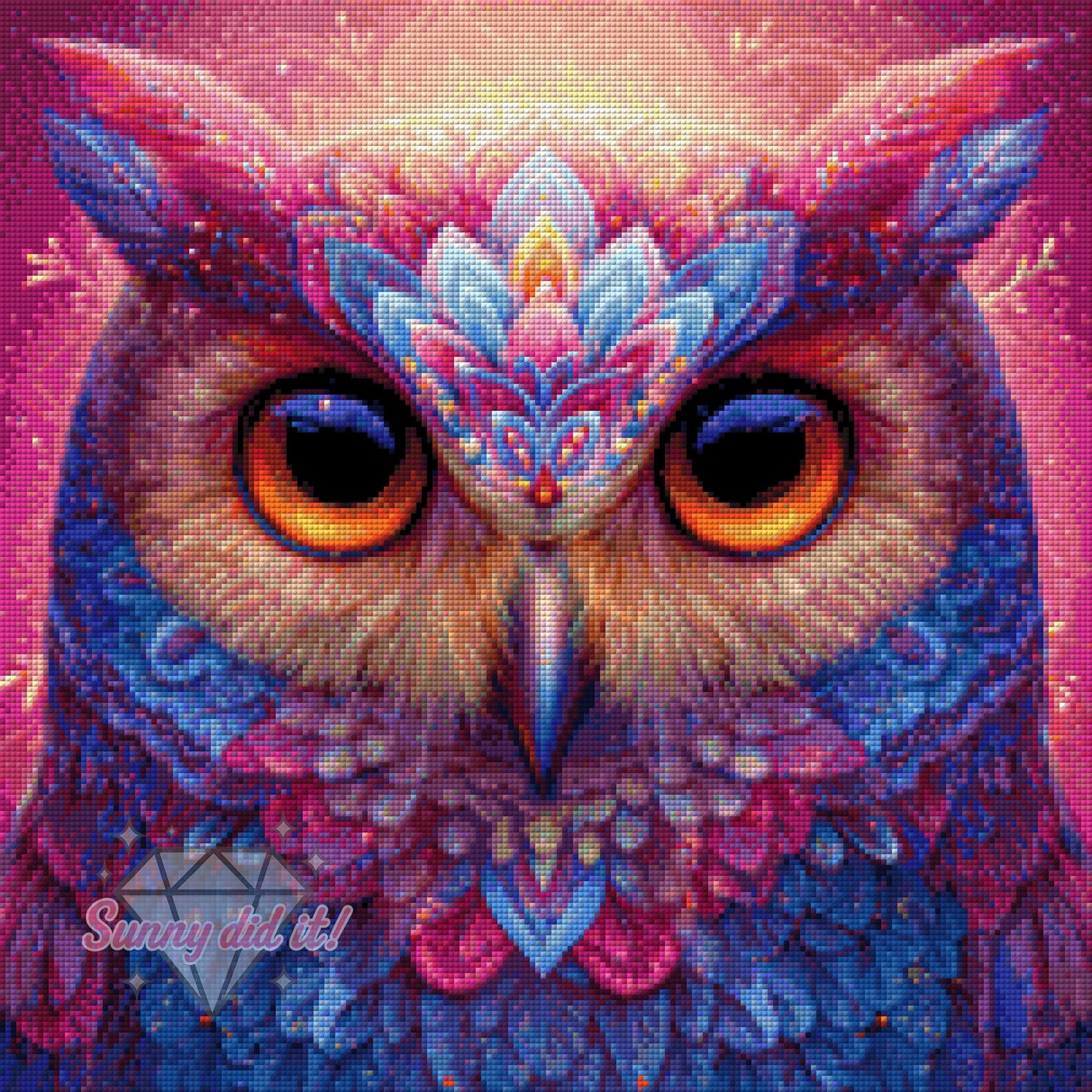 Bunte Eule by Funkelreich 50x50cm 105 Farben