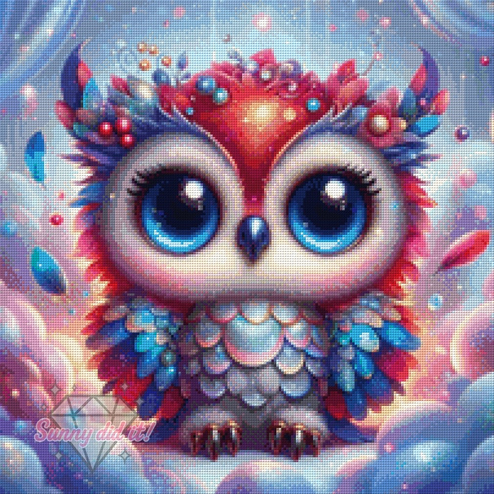 Rotblaues Eulchen by Sandra's KI Designs 50x50cm 115 Farben