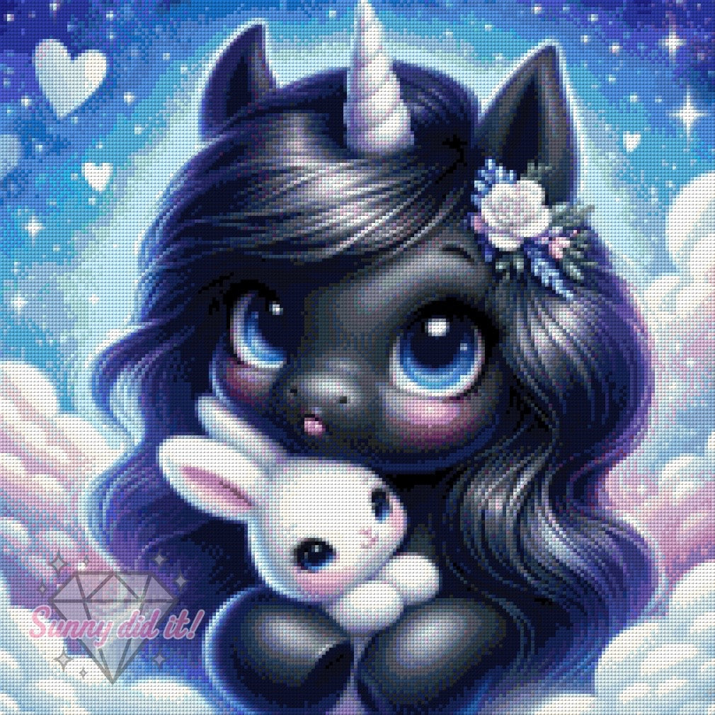 Schmollinchen und ihr Hasi by Glitzerkrümelchen 50x50cm 75 Farben