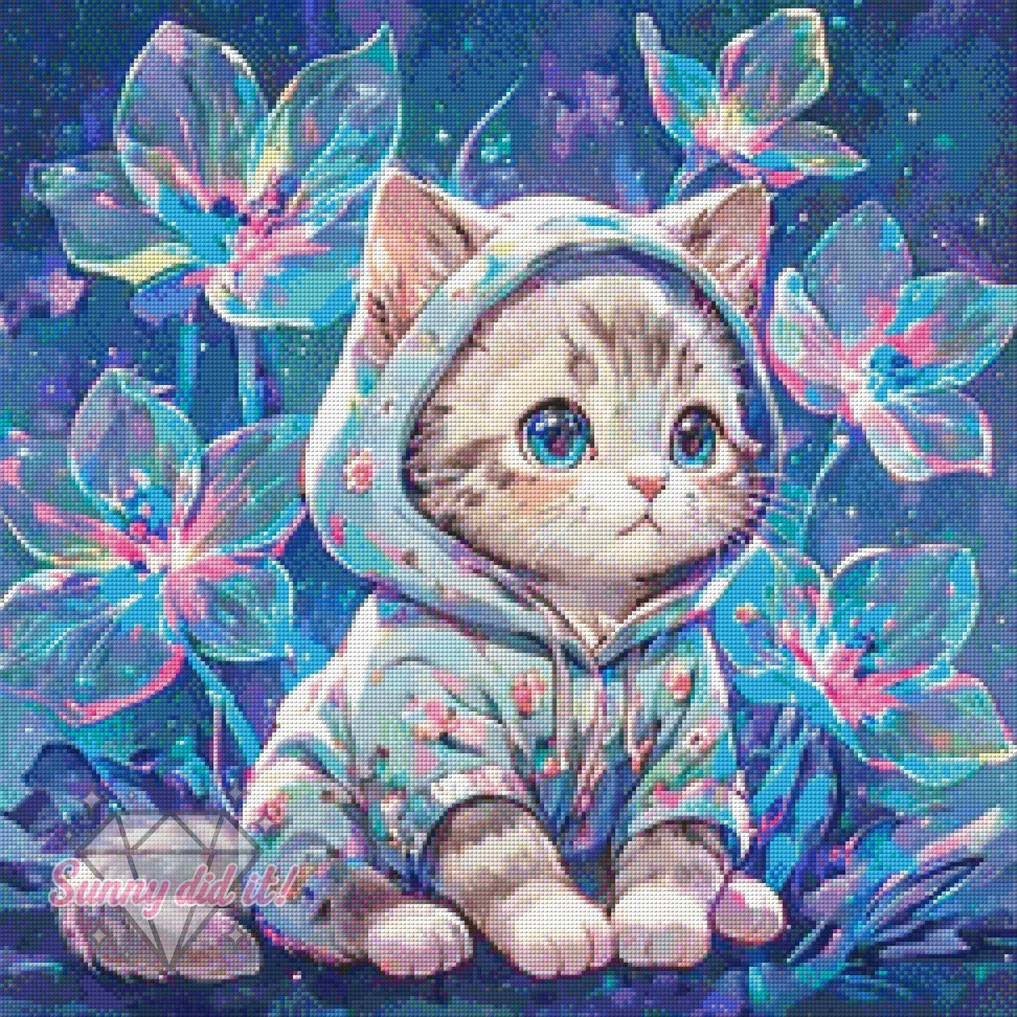 Hoodiecat by tiki_DIAMONDS.ai 60x60cm 110 Farben