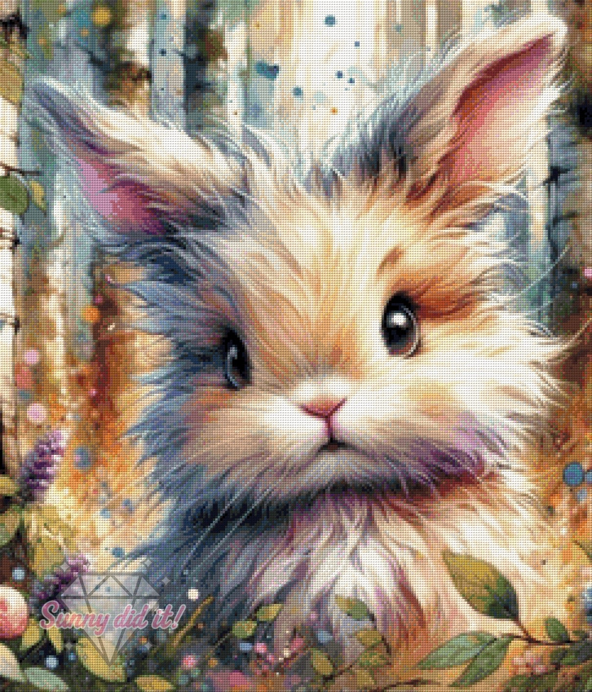 Wuschelhäschen by AI Design by JB 60x70cm 100 Farben