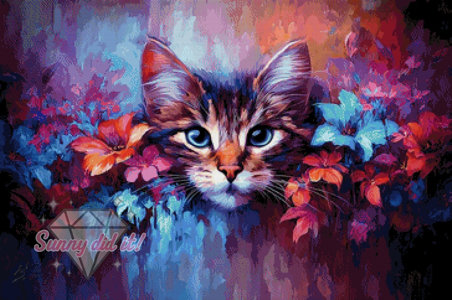 Blooming Cat by CaroFelicia 90x60cm 130 Farben