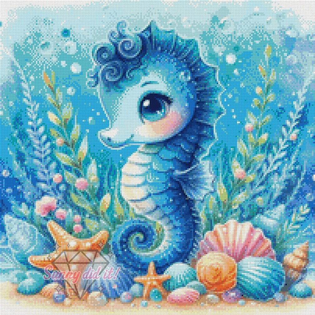 Seepferdchen by Sandra's KI Designs 50x50cm 80 Farben