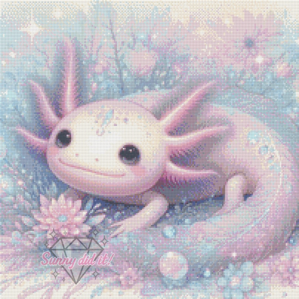 Kristall Axolotl by Sandra's KI Designs 50x50cm 50 Farben