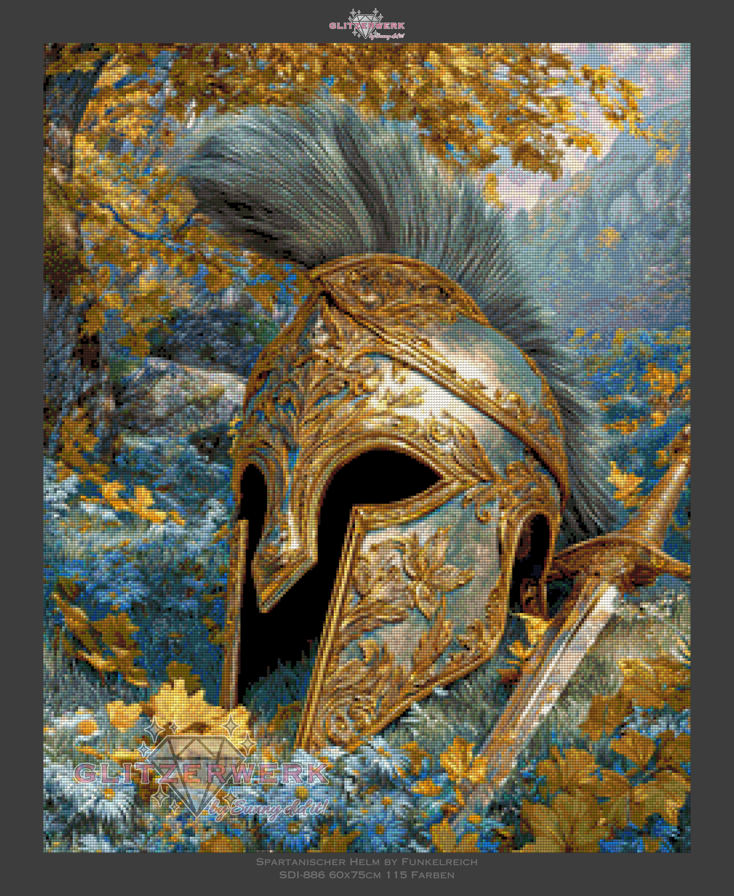 Spartanischer Helm by Funkelreich 60x75cm 115 Farben
