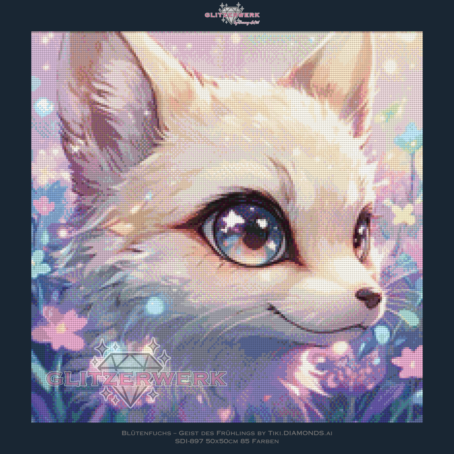Blütenfuchs – Geist des Frühlings by Tiki_DIAMONDS.ai 50x50cm 80 Farben