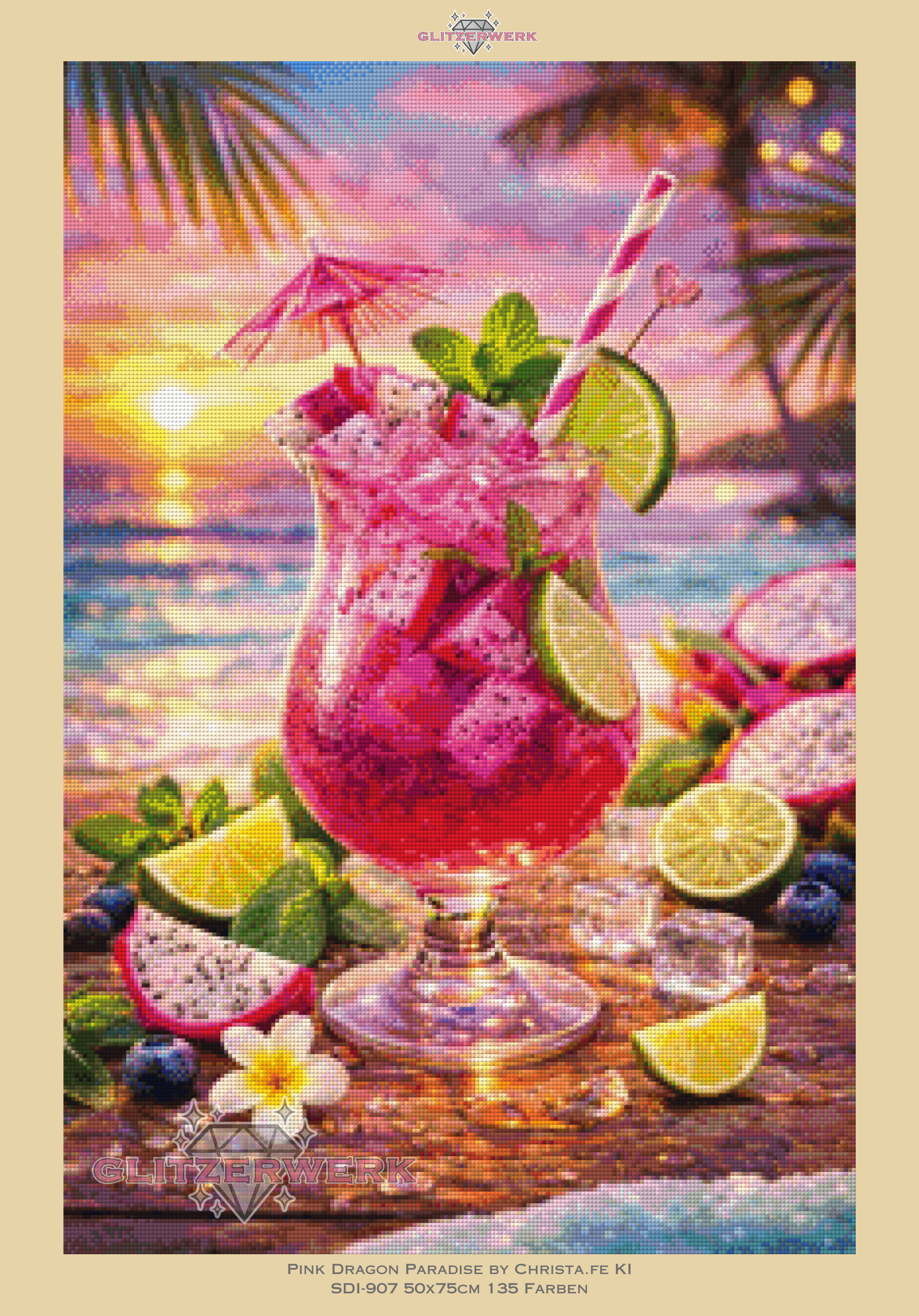 Pink Dragon Paradise by Christa.fe KI 50x75cm 135 Farben