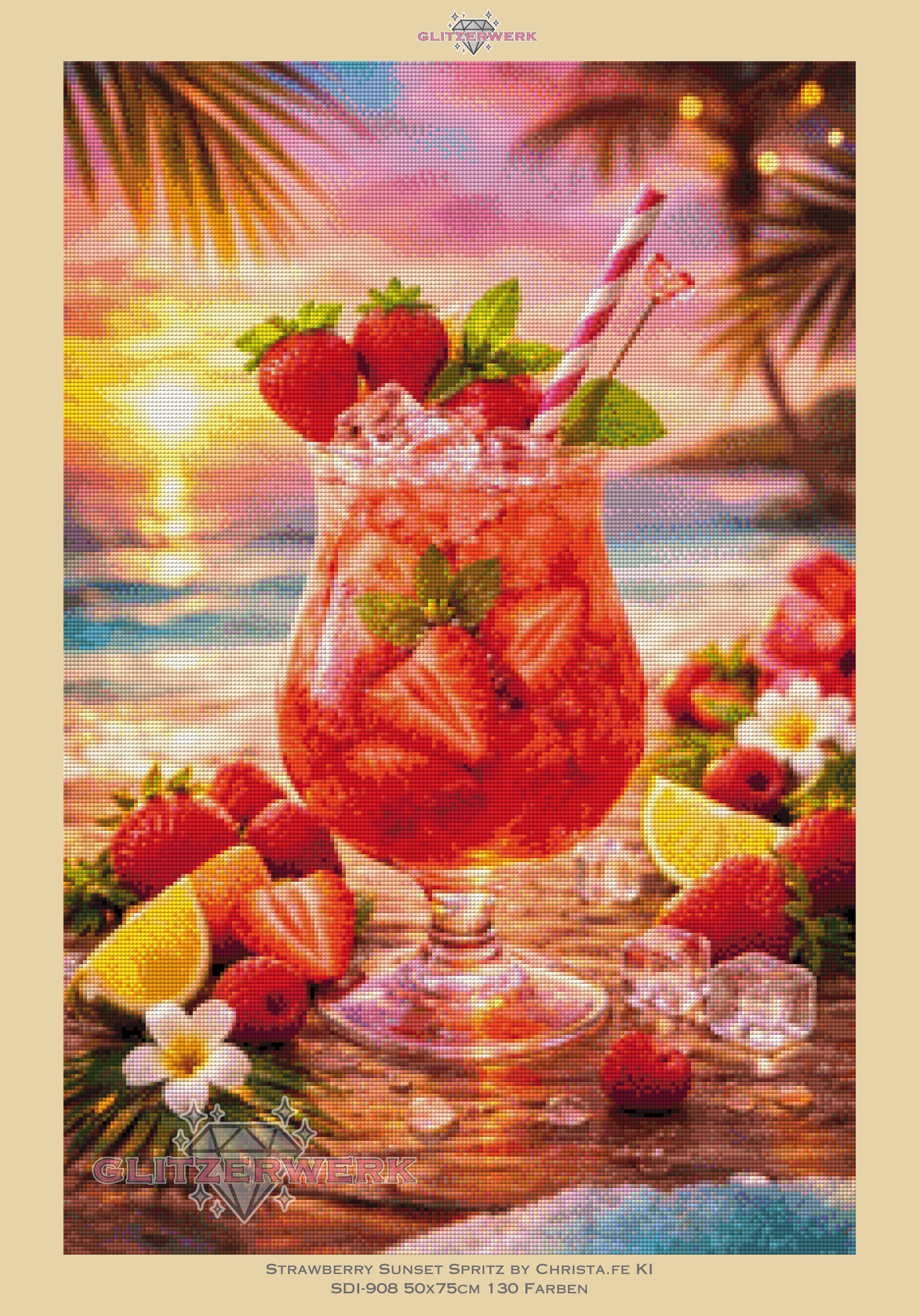 Strawberry Sunset Spritz by Christa.fe KI 50x75cm 130 Farben