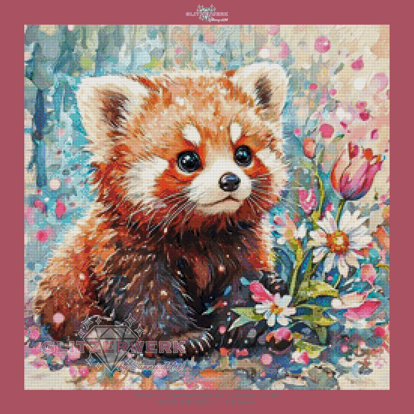 Roter Frühlingspanda by AI Design by JB 60x60cm 110 Farben