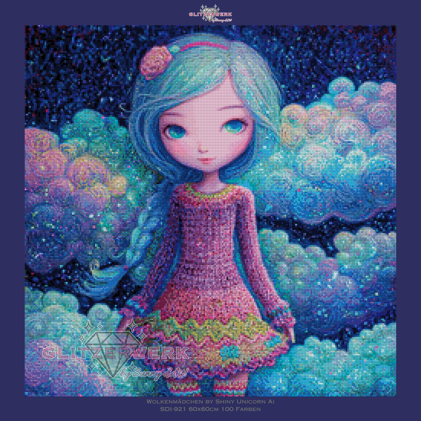 Wolkenmädchen by Shiny Unicorn Ai 60x60cm 100 Farben