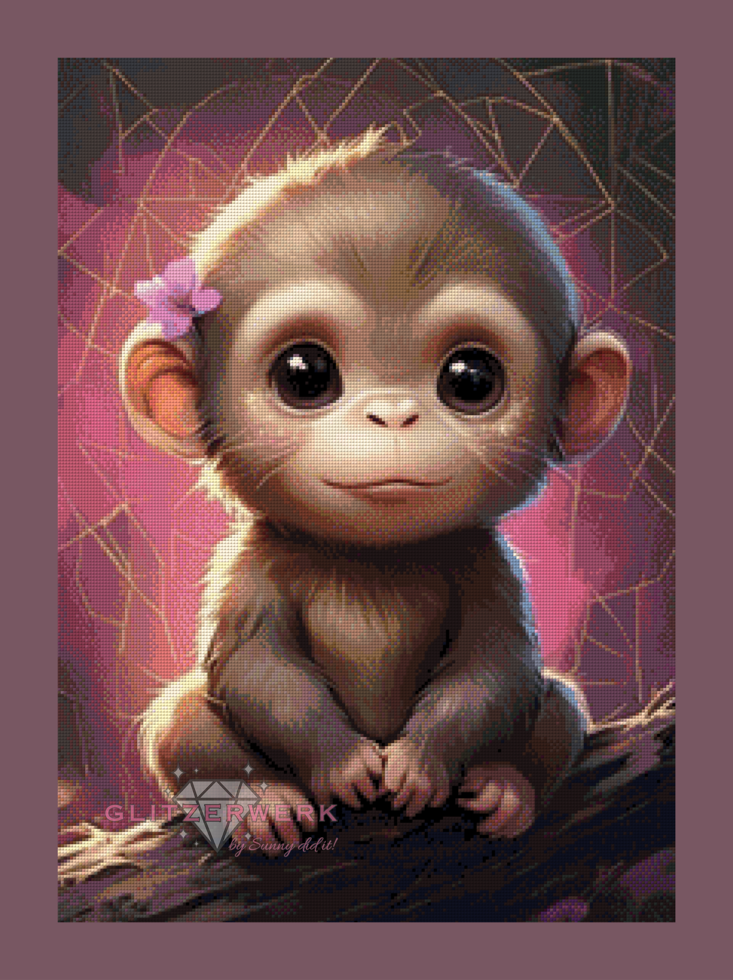 Cute Baby Monkey by AI Design by JB 50x70cm 95 Farben