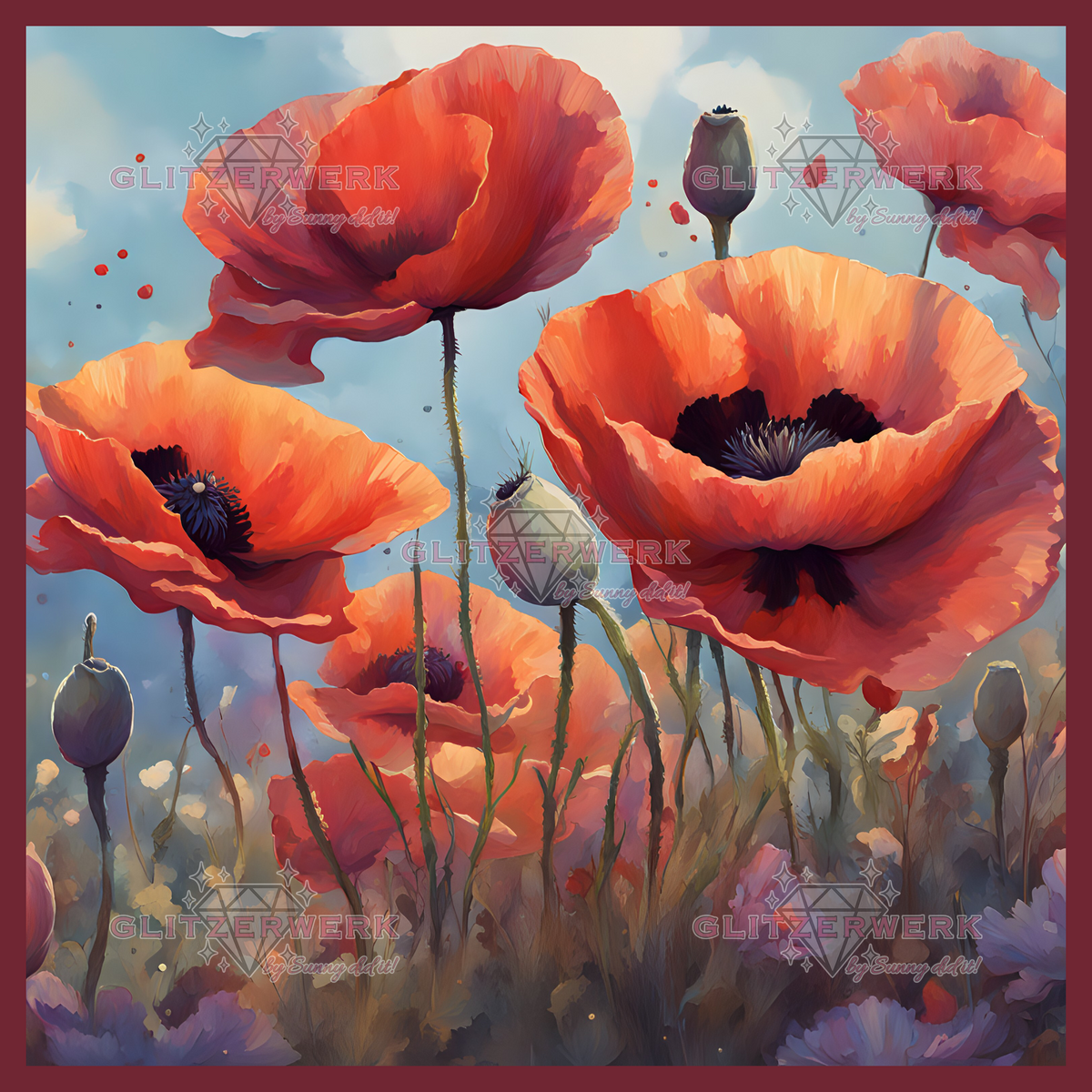 Mohnblumen by CaroFelicia 60x60cm 109 Farben