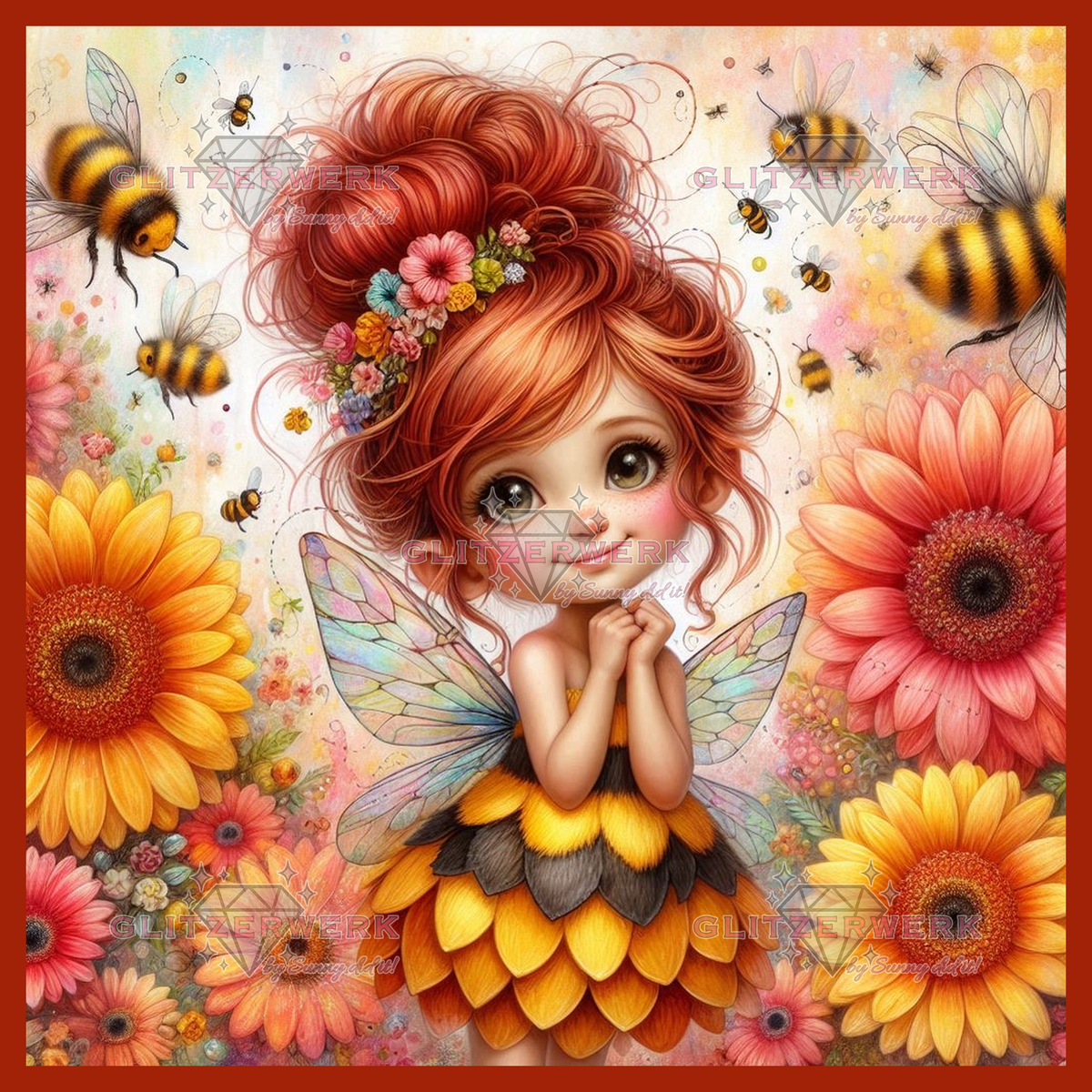 Ylvamira, die kleine Bienenfee by CaroFelicia 60x60cm 120 Farben