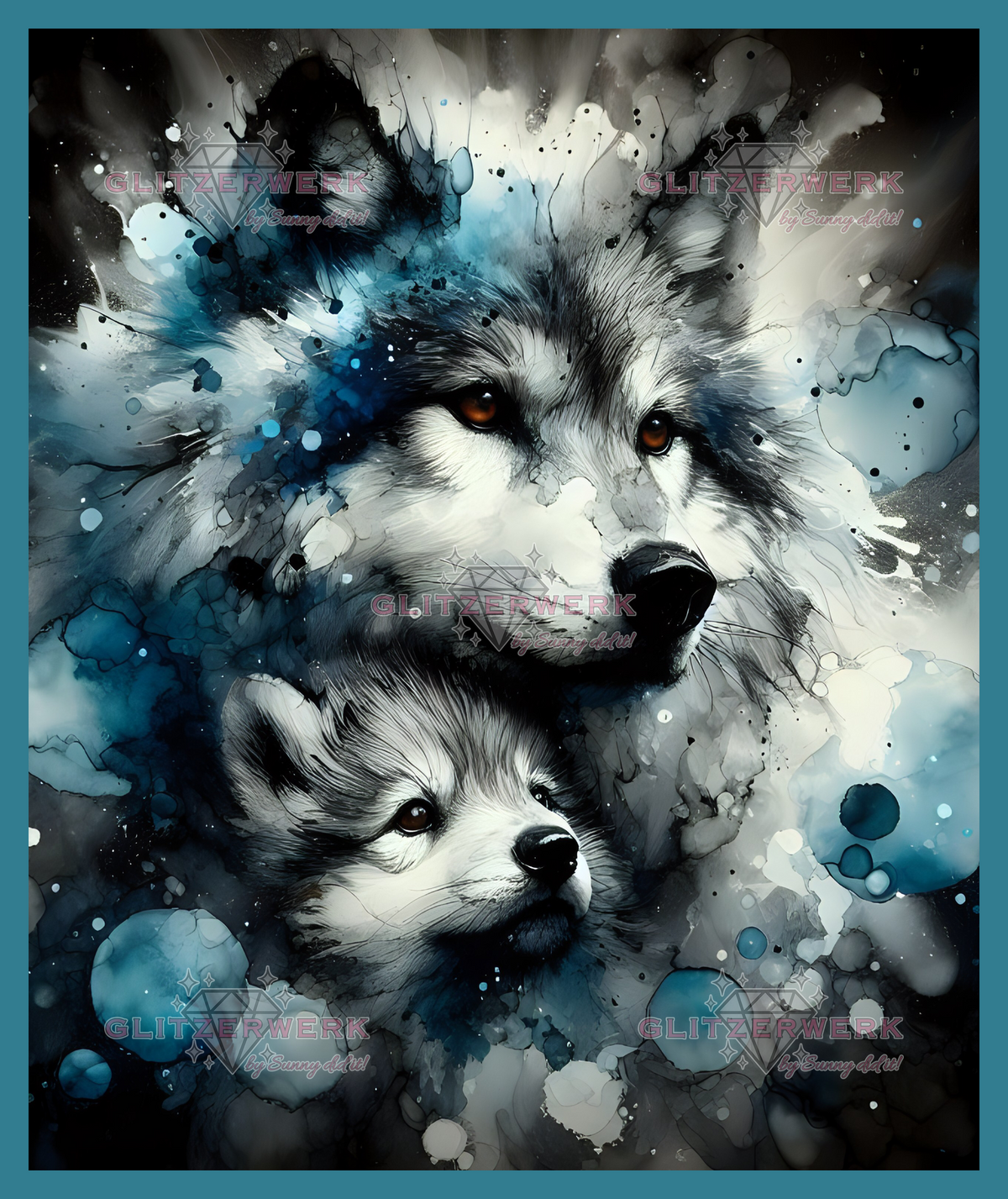 Water-Color Wölfe by CaroFelicia 50x60cm 90 Farben