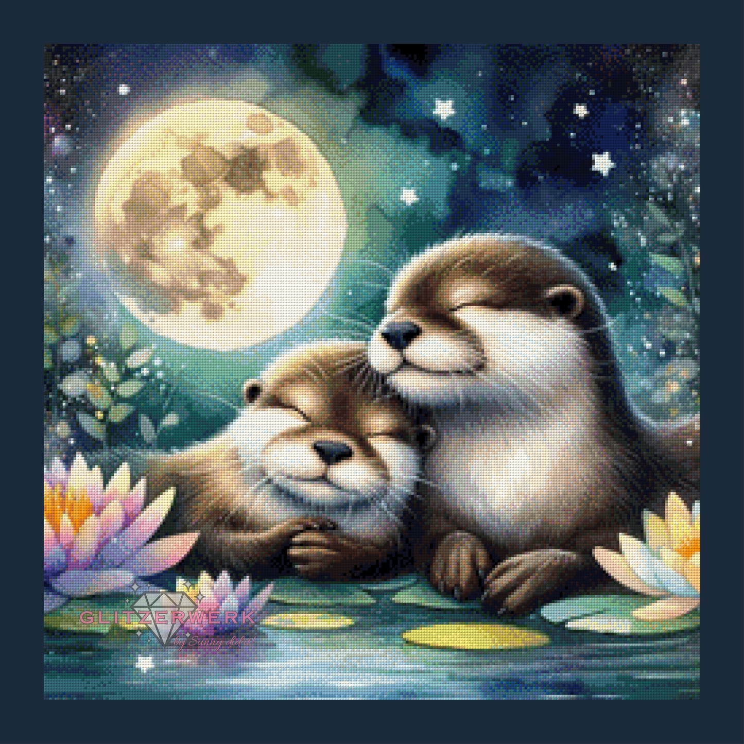 Otterliebe bei Vollmond by Christa.fe KI 60x60cm 117 Farben