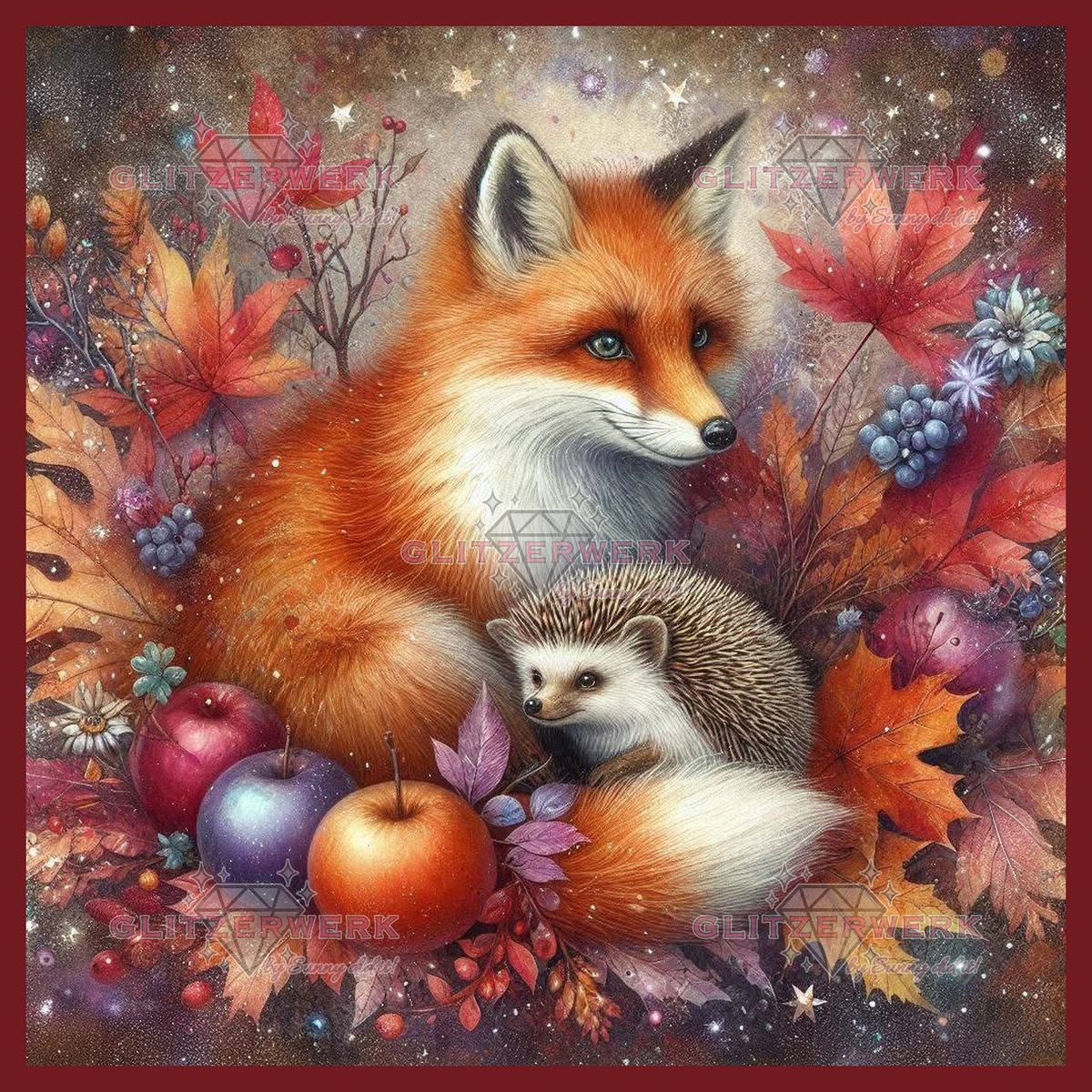 Fuchs und Igel by Christa.fe KI 60x60cm 130 Farben