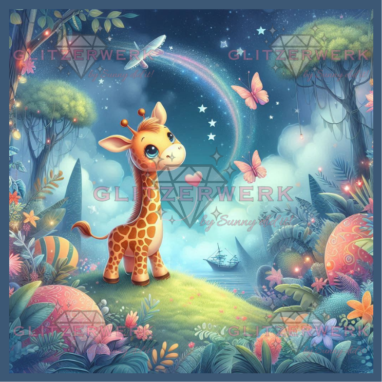 Die kleine Giraffe by Sandra's KI Designs 60x60cm 130 Farben
