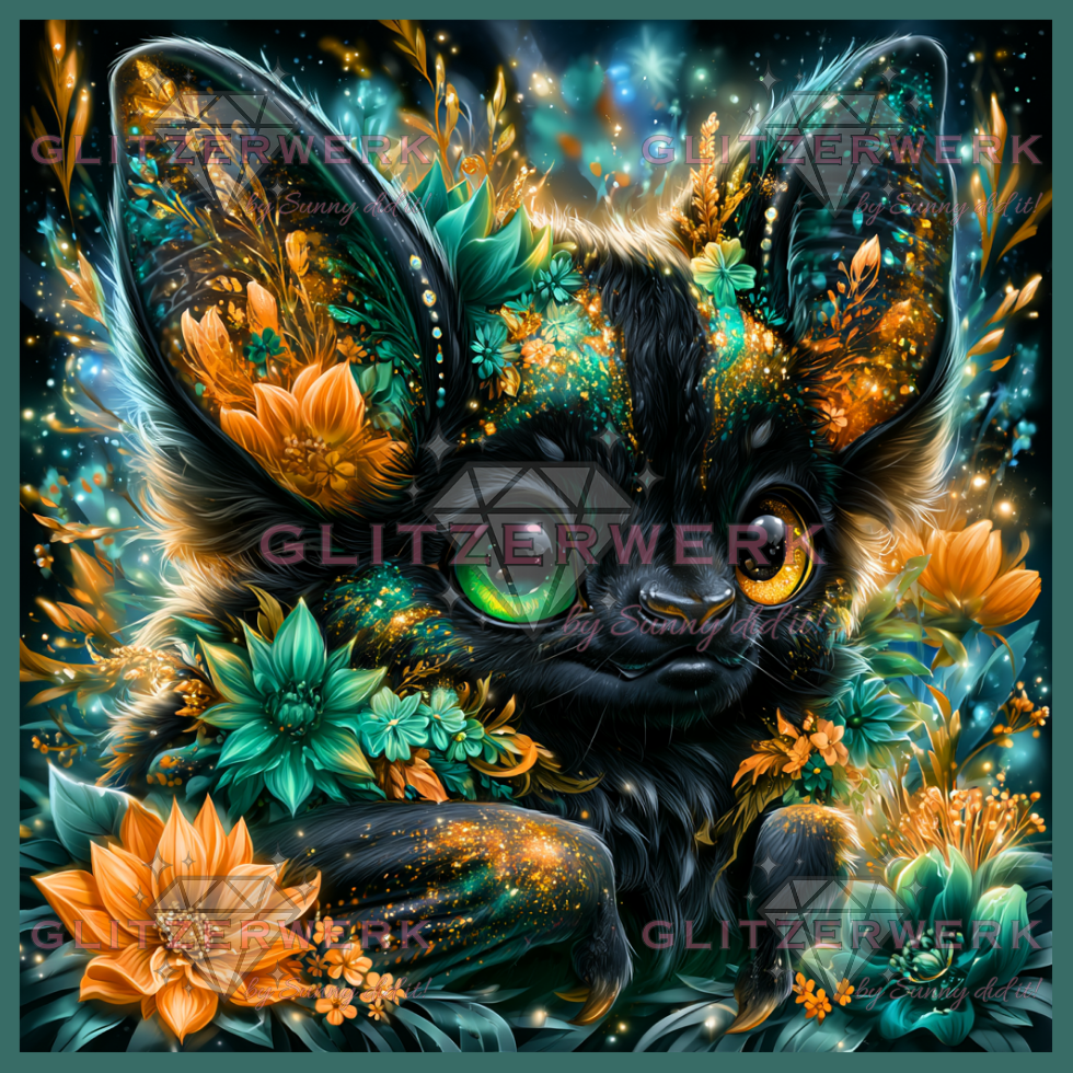 Nachtblüten-Fledermaus by Funkelreich 80x80cm 135 Farben