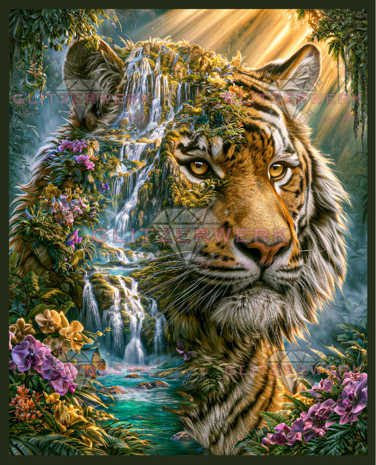 Der Tiger, in dem der Dschungel fließt by Funkelreich 60x75cm 125 Farben