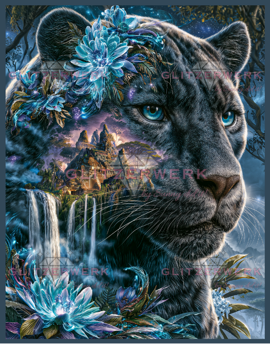 Panther der vergessenen Stadt by Funkelreich 70x90cm 120 Farben