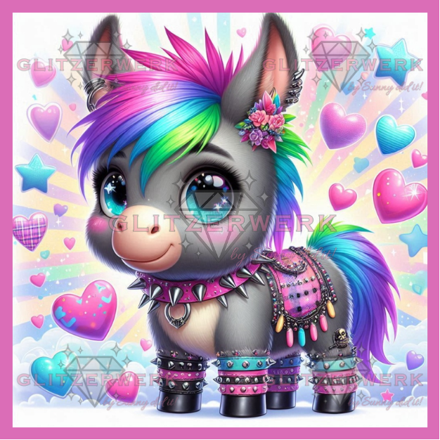 Punk Esel by Silvia-ki 50x50cm 120 Farben