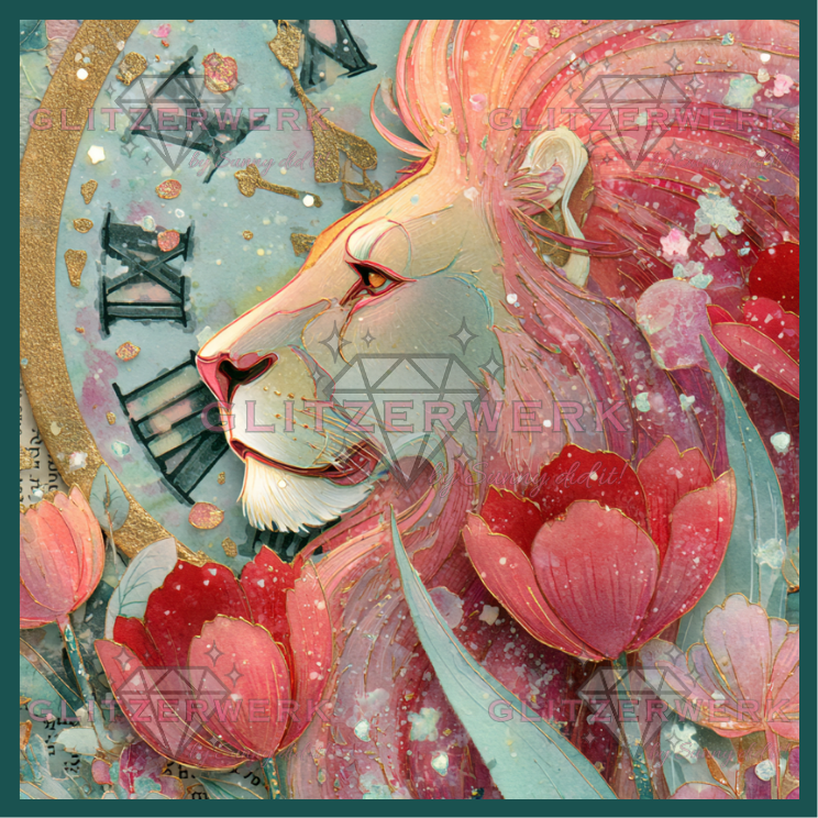 Zeit des roten Löwen by Shiny Unicorn ai 60x60cm 120 Farben
