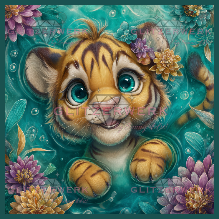 Floating Tiger by Sweet_Loco_AI 60x60cm 115 Farben