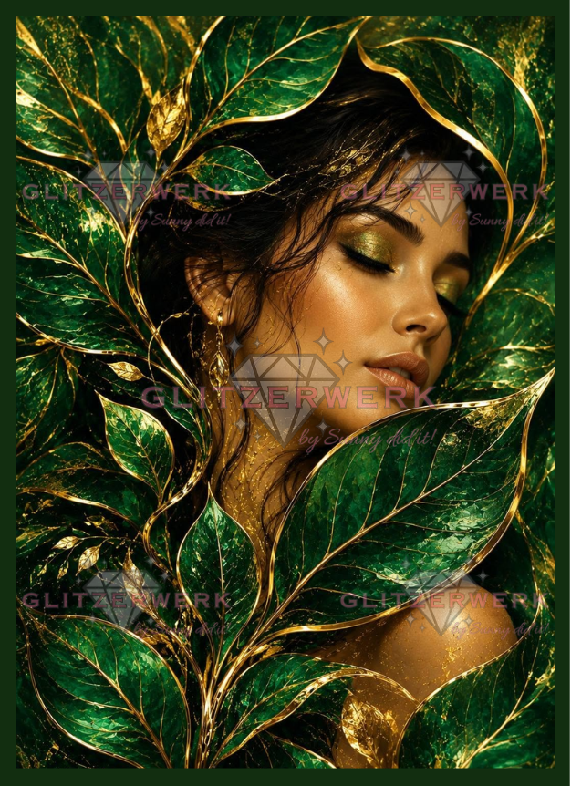 Green Leaves by Christa.fe KI 50x70cm 85 Farben