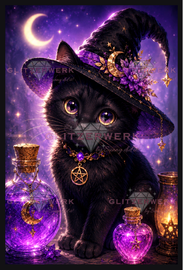 Witchcraft Cat by Cre8tive Diamond Art 50x75cm 125 Farben mit 10x Sondersteinen