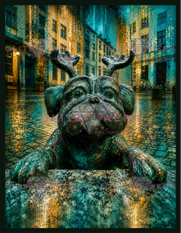 Waldmops in der großen Stadt by CaroFelicia 50x65cm 100 Farben mit 5x Sondersteinen